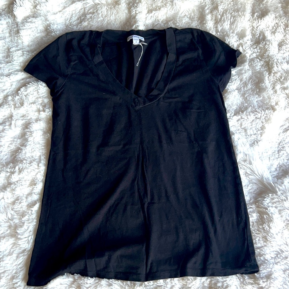 James Perse Standard Deep V - Black - Size 2